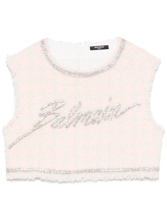 Crystal-Embellished Cropped Top