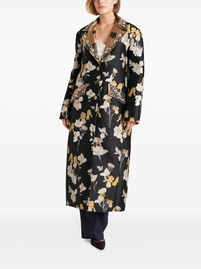 Crystal-Embellished Single-Breasted Coat