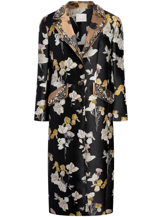 Crystal-Embellished Single-Breasted Coat