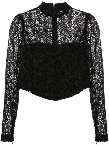 Macramé Lace Cropped Blouse