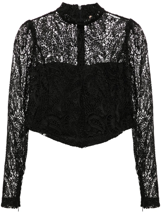 Macramé Lace Cropped Blouse