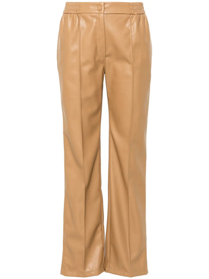 Oval T-Plaque Faux-Leather Trousers