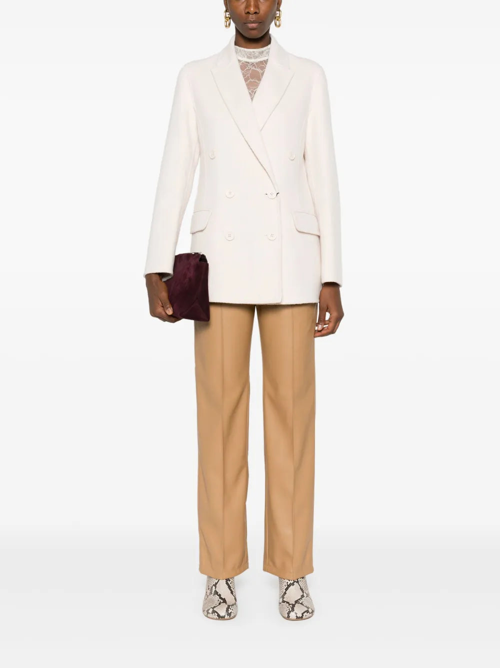 Oval T-Plaque Faux-Leather Trousers