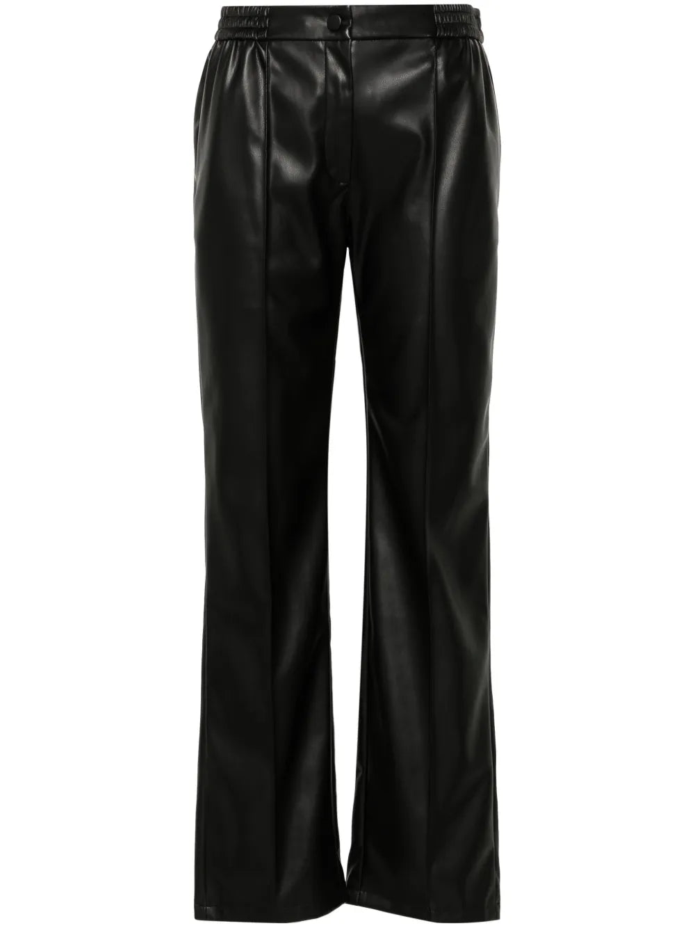 Oval T-Plaque Faux-Leather Trousers
