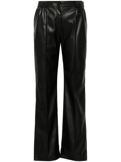 Oval T-Plaque Faux-Leather Trousers