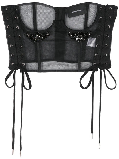 Crystal-Embellished Lace-Up Corset