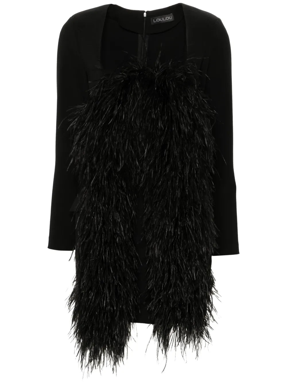 Feather-Trim Mini Dress