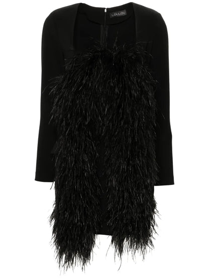 Feather-Trim Mini Dress