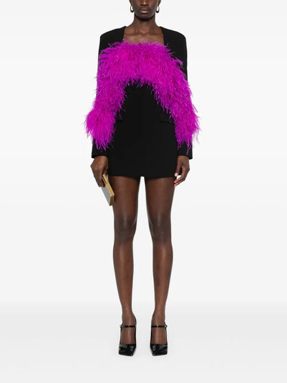 Feather-Trim Mini Dress