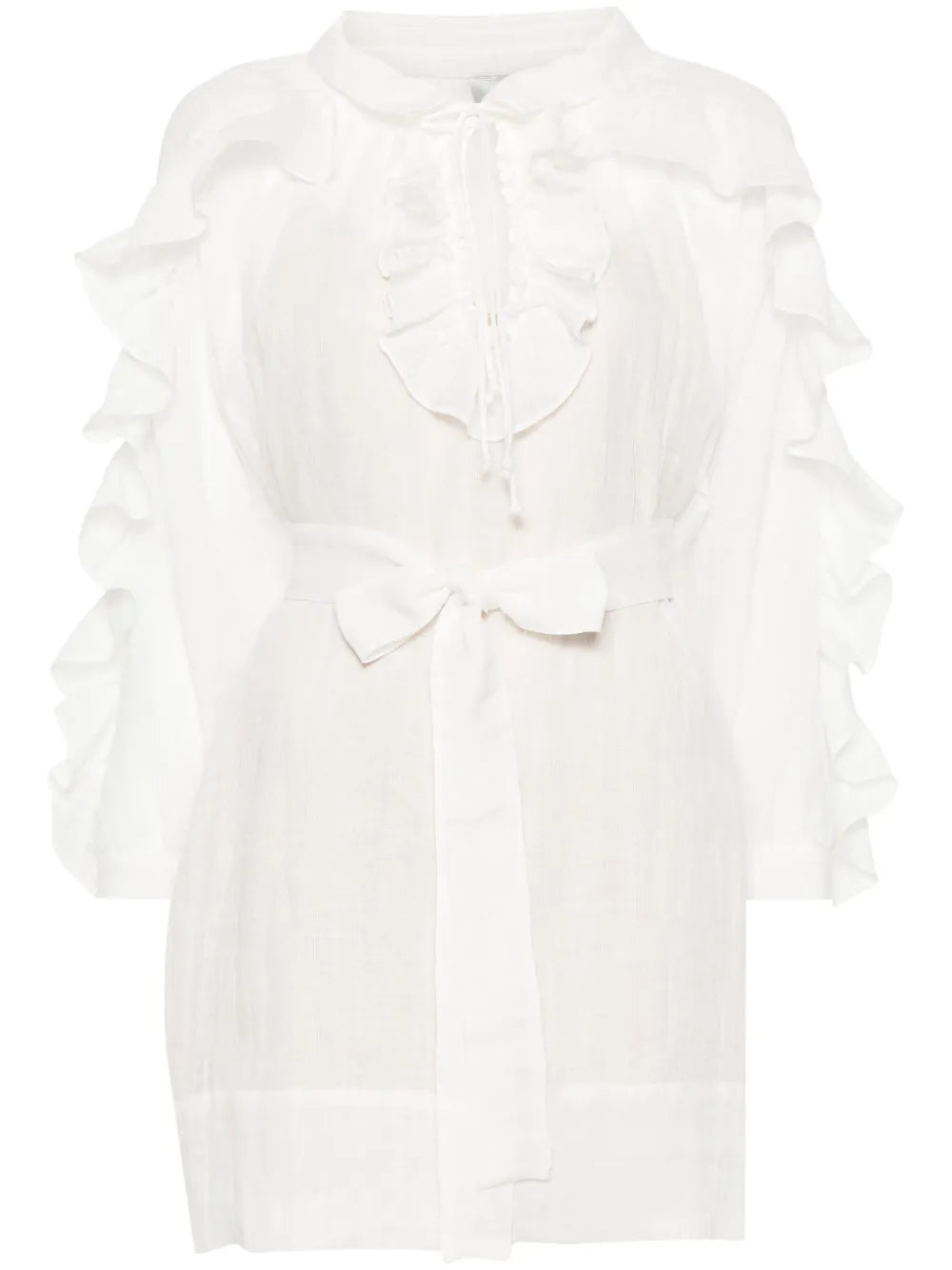 Ruffled Linen Mini Dress