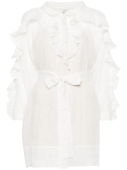 Ruffled Linen Mini Dress