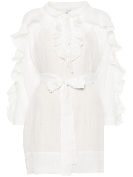 Ruffled Linen Mini Dress
