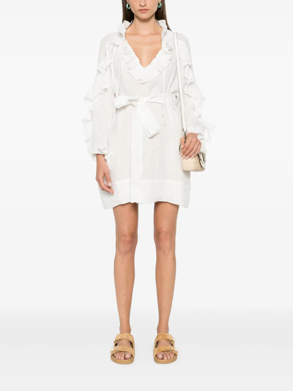 Ruffled Linen Mini Dress