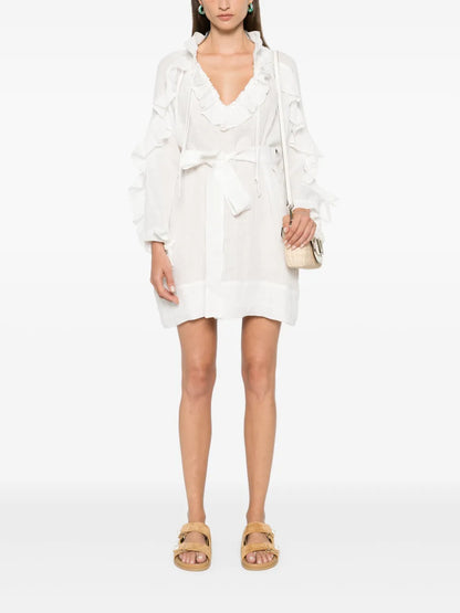 Ruffled Linen Mini Dress