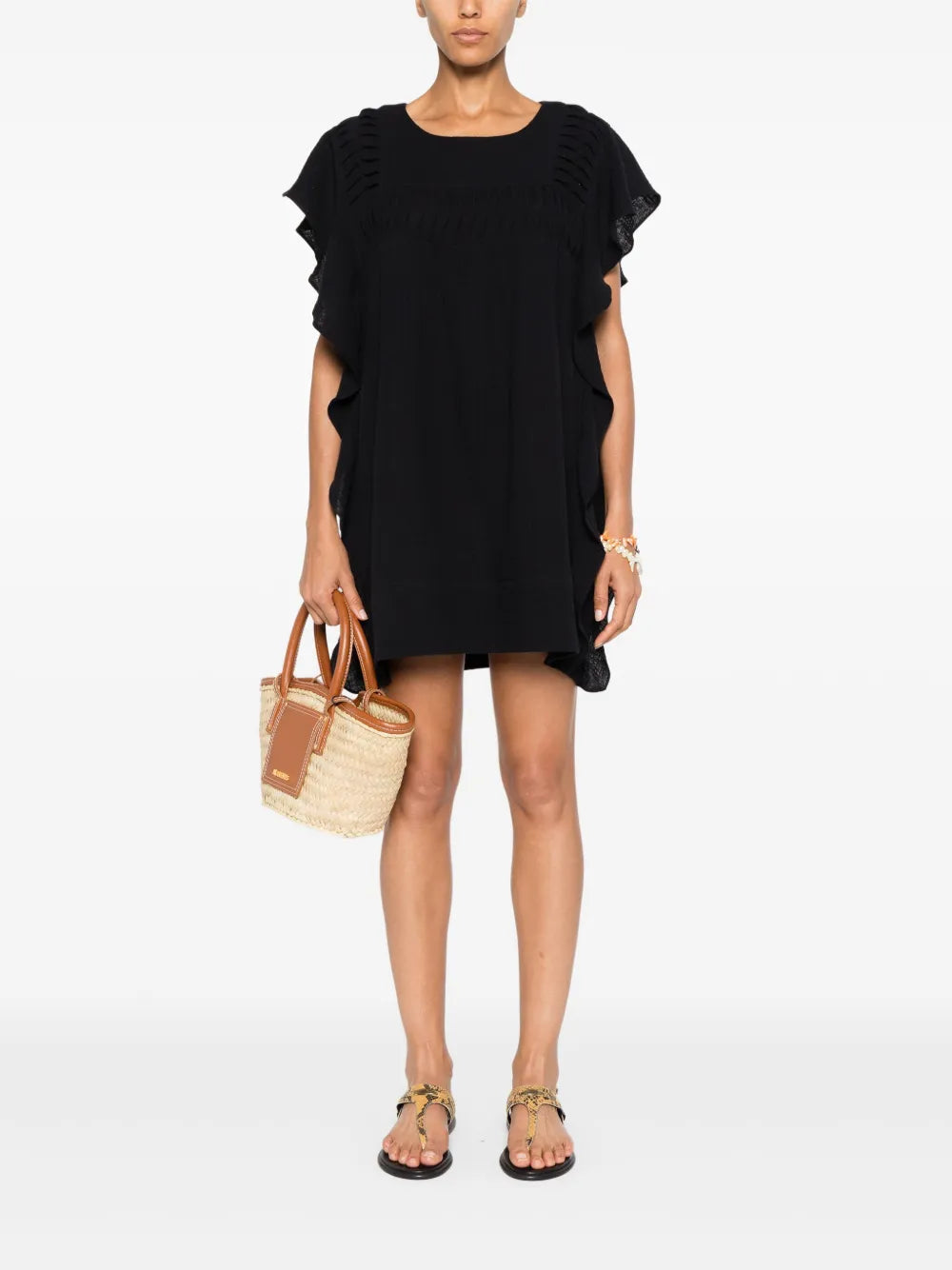 Ruffled Cotton Mini Dress