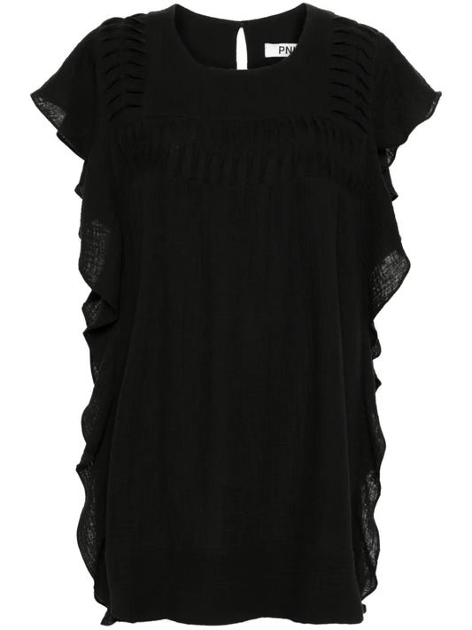 Ruffled Cotton Mini Dress