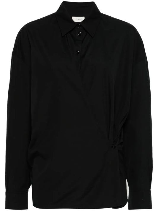 Straight-Collar Twisted Shirt