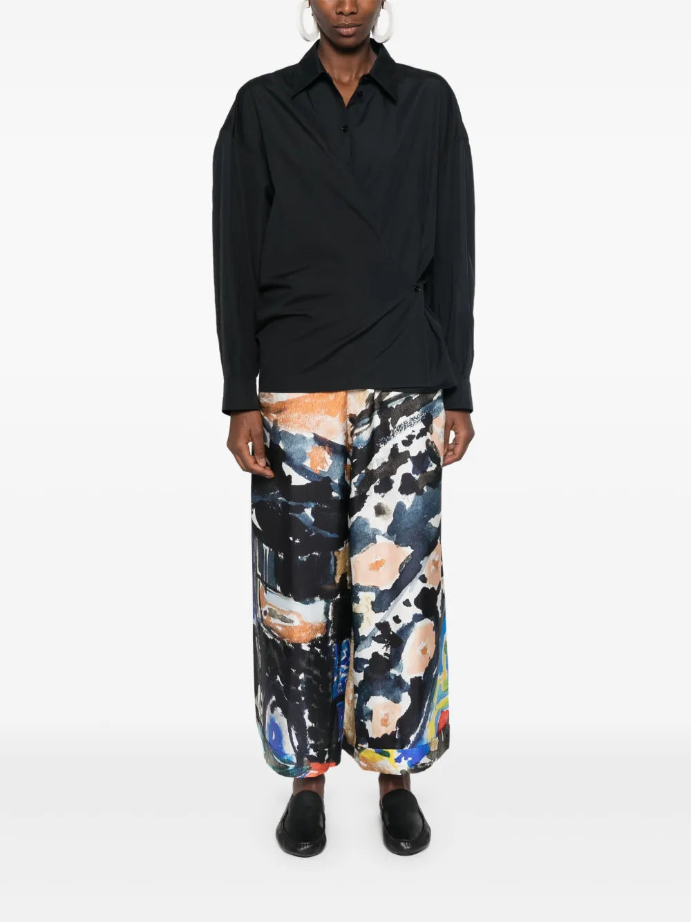 Straight-Collar Twisted Shirt