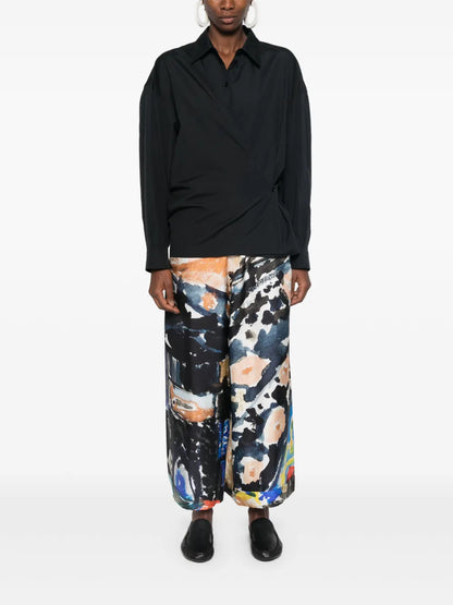 Straight-Collar Twisted Shirt