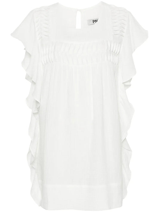 Ruffled Cotton Mini Dress