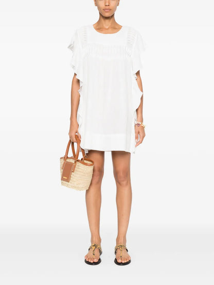 Ruffled Cotton Mini Dress