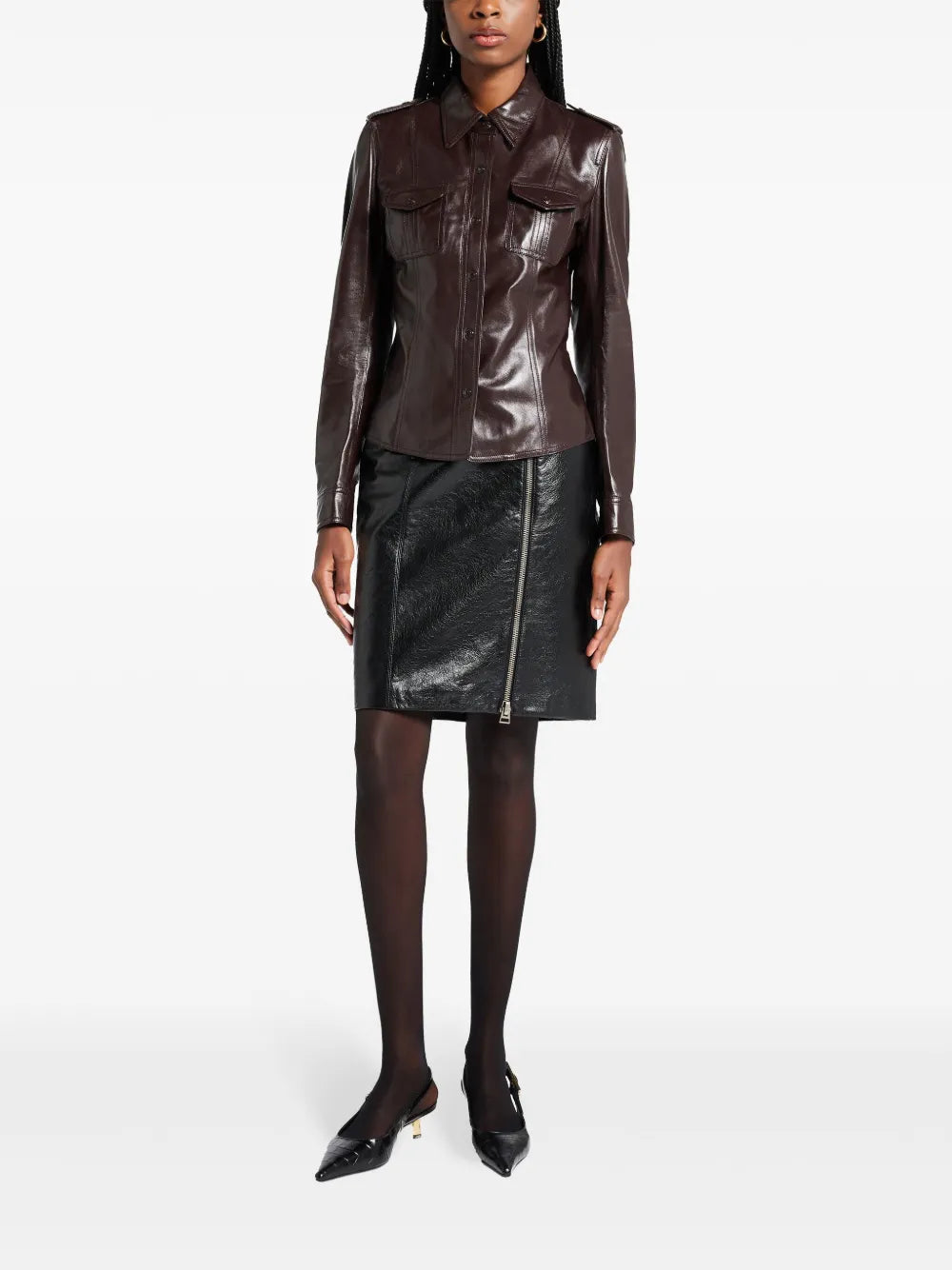 Panelled Leather Mini Skirt