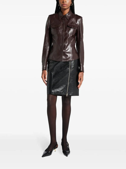 Panelled Leather Mini Skirt