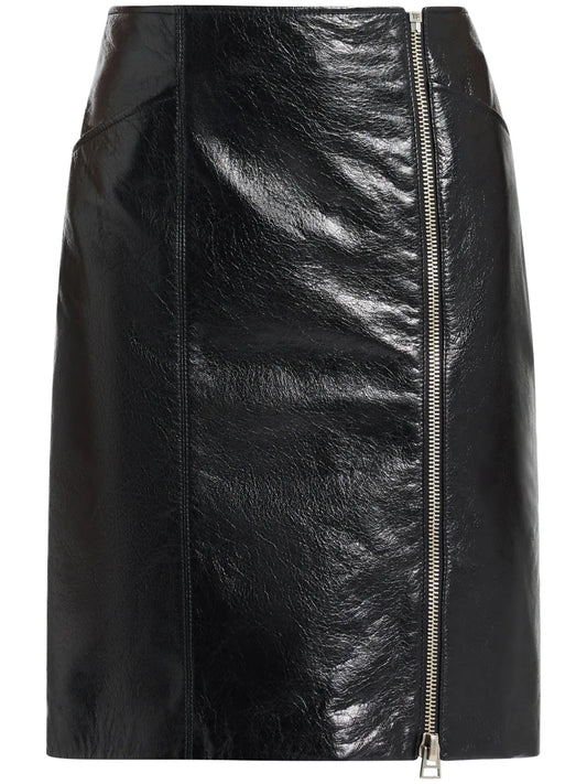 Panelled Leather Mini Skirt