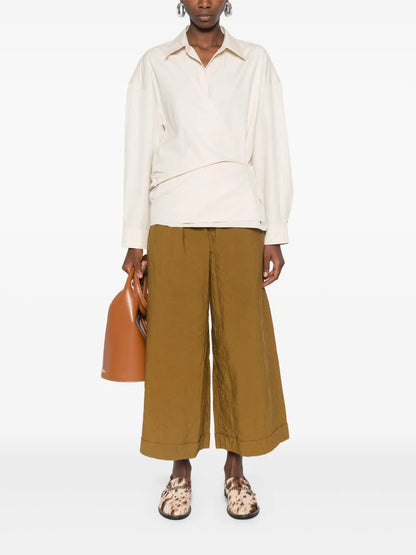 Straight-Collar Twisted Shirt