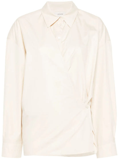 Straight-Collar Twisted Shirt