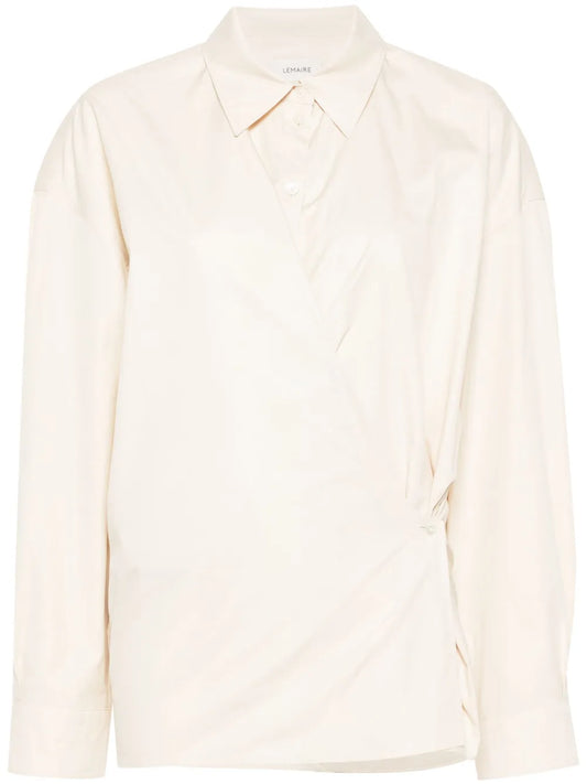 Straight-Collar Twisted Shirt