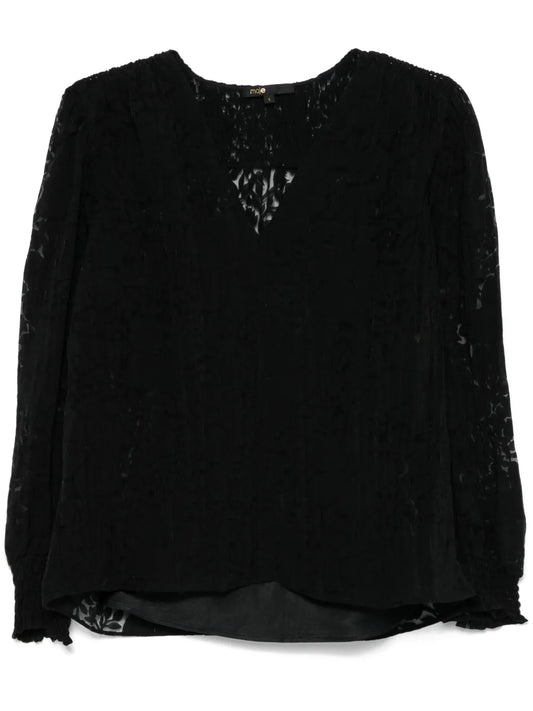 Floral-Jacquard Blouse
