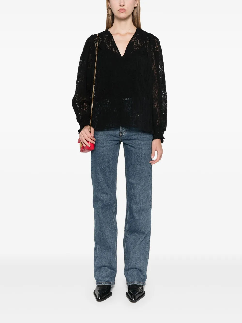 Floral-Jacquard Blouse