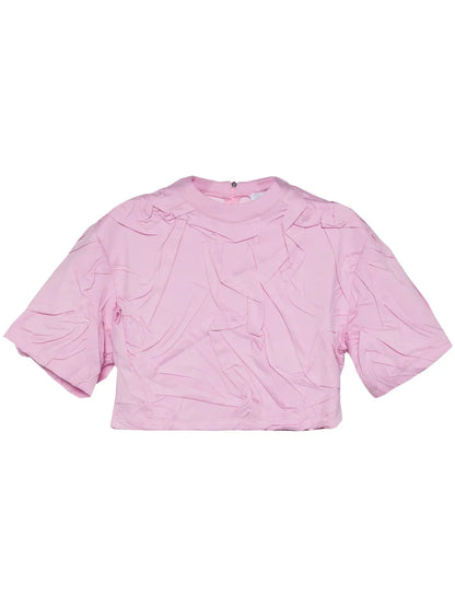 Pleated Cotton T-Shirt