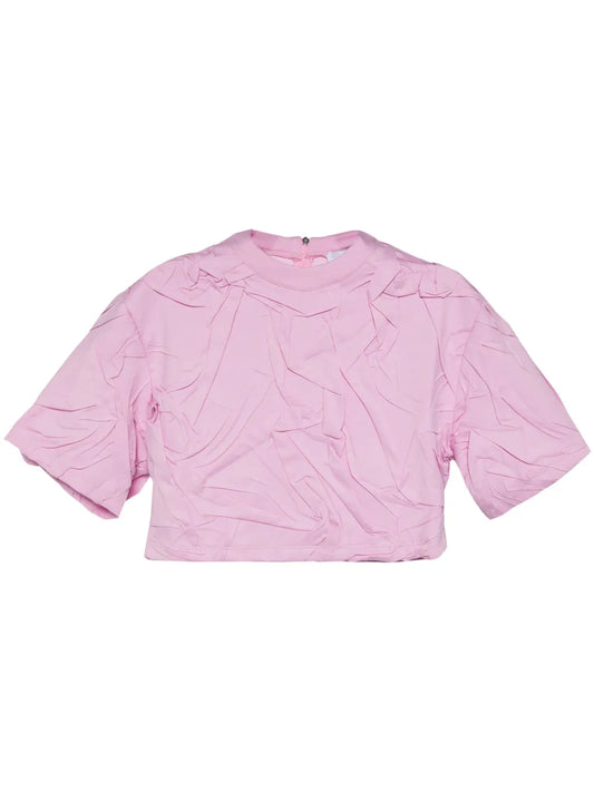 Pleated Cotton T-Shirt