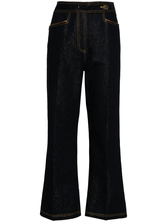 Pegaso-Buttons Cropped Jeans