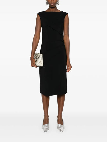 Pleat-Detail Midi Dress
