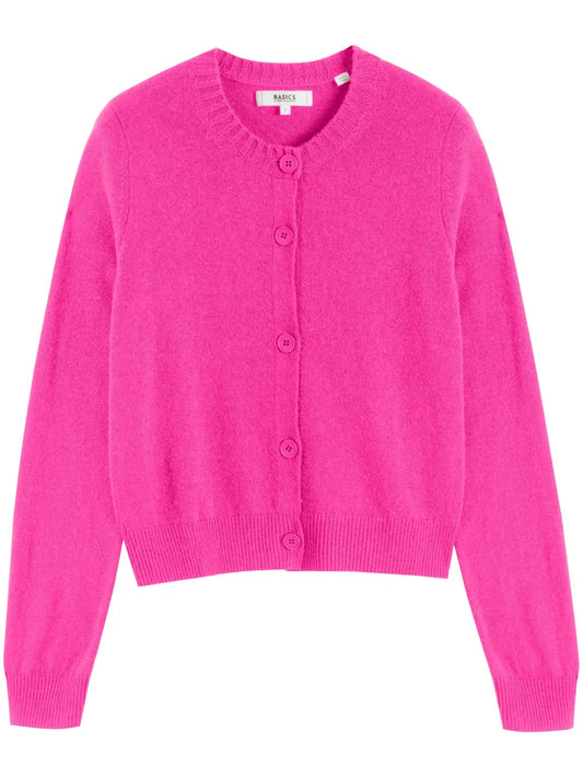 Crew-Neck Knitted Cardigan