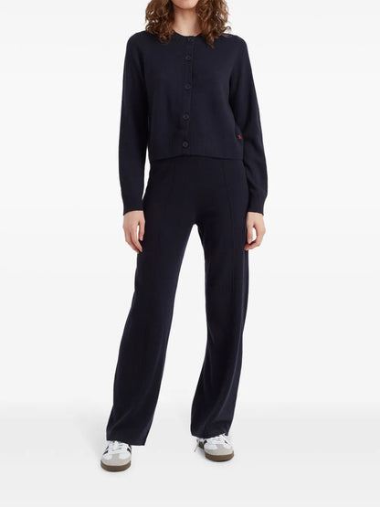 Crew-Neck Knitted Cardigan