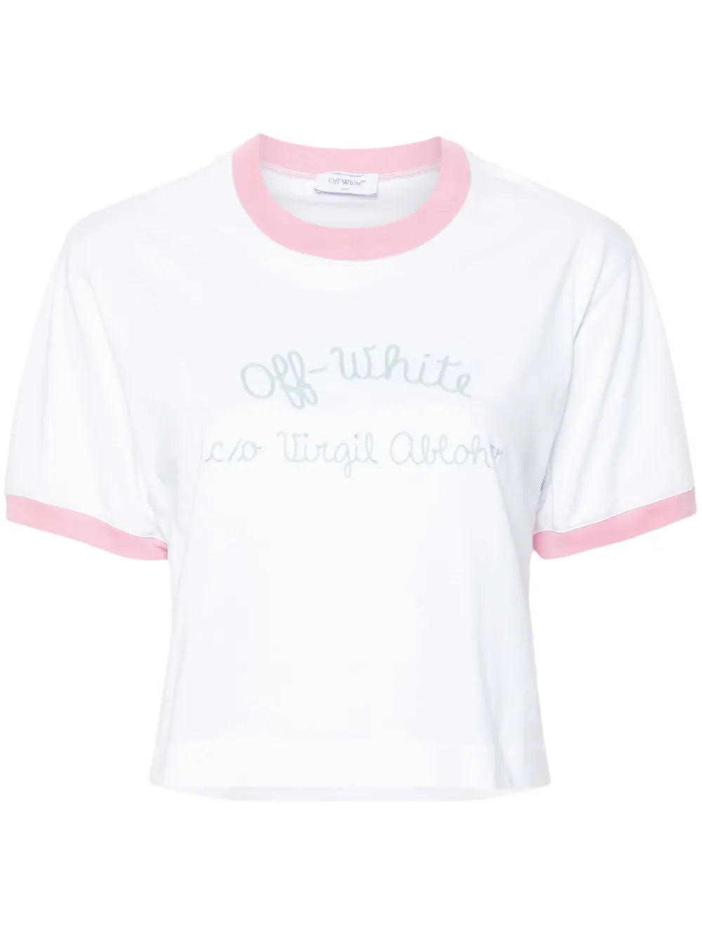 Script-Embroidered Cropped T-Shirt