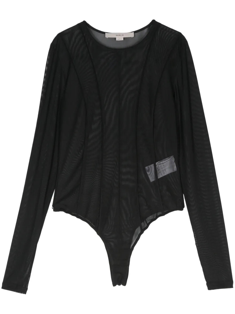 Semi-Sheer Cutline-Detail Bodysuit