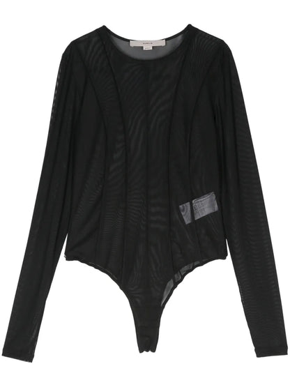 Semi-Sheer Cutline-Detail Bodysuit