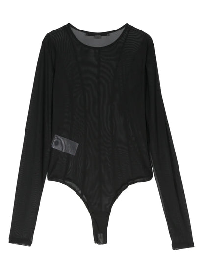 Semi-Sheer Cutline-Detail Bodysuit
