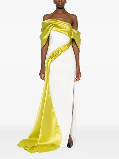 Colour-Block Side-Slit Gown