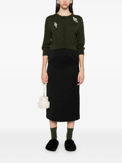 Flap-Detail Midi Skirt