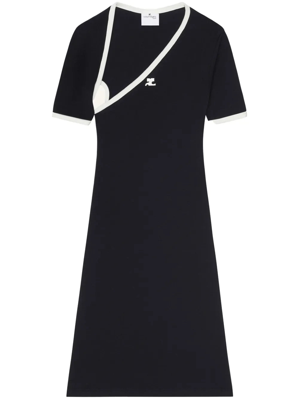 Asymmetric-Neck Mini Dress