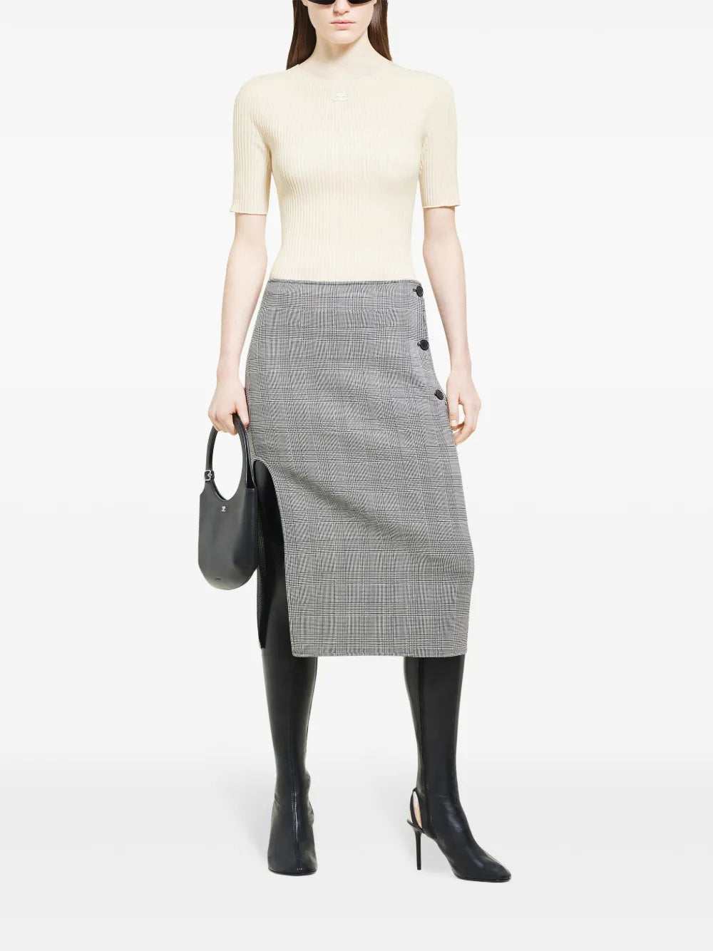 Oblique Prince Of Wales Midi Skirt