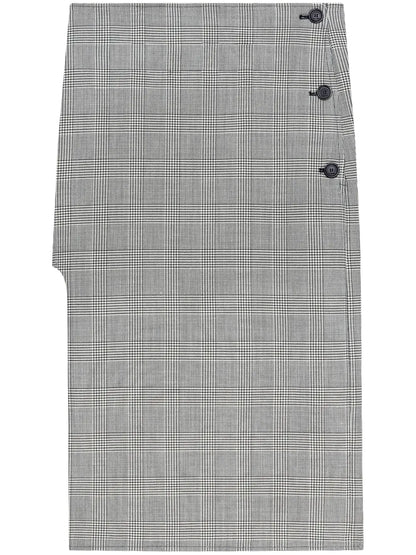 Oblique Prince Of Wales Midi Skirt