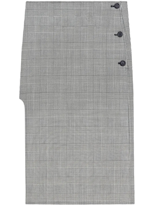 Oblique Prince Of Wales Midi Skirt