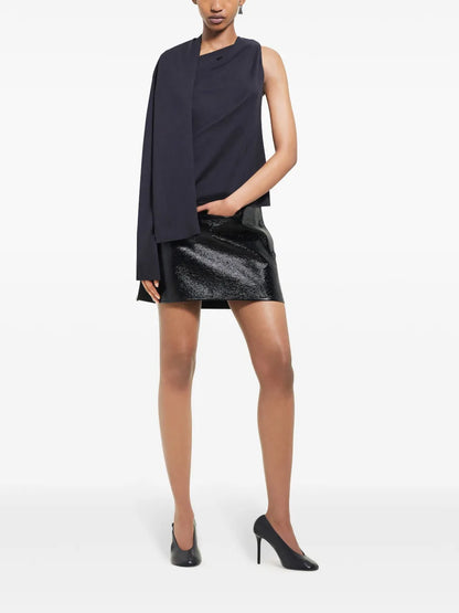 Oblique Vinyl Mini Skirt